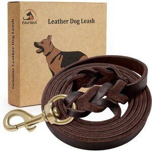 Braided Leather Dog Training Leash 6 Foot - Military Grade Heavy Duty Dog Leash